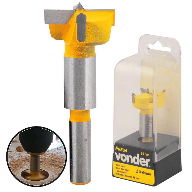 Fresa Tupia Broca Forstner 26 mm Para Dobradiça Caneco Tupia