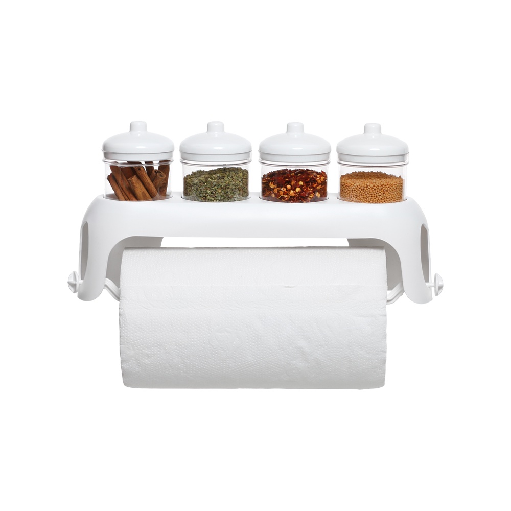 Porta Papel Toalha Com Porta Condimento Cozinha Luxo Plástico Resistente