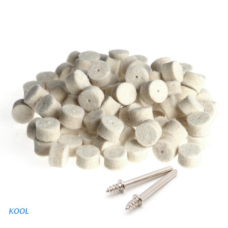 Kool 100 Peças Almofada De Polimento De Feltro De Lã 13 Mm + 2 Hastes Para Rebolo