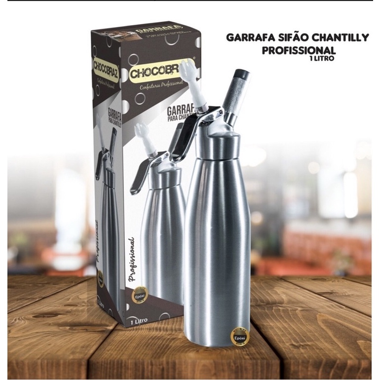 garrafa sifão chantily grande prata profissional 1 litro prata para cremes e espumas cafeteria sorveteria açaí gourmet OFF em Oferta na Shopee