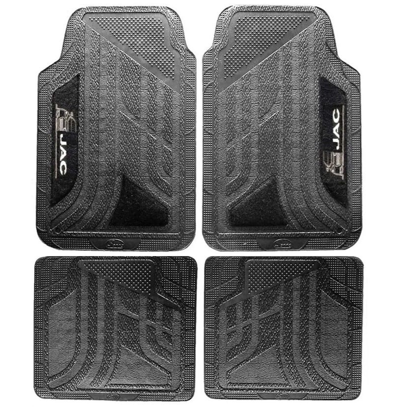 Tapete Borracha Pvc Automotivo Jac Dakar Carro Modelo Universal Barato 4 peças Preto Carpete