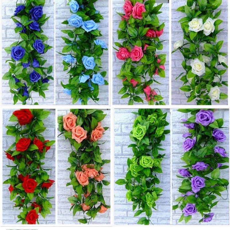 13 Cores 2.5 M Guirlanda De Flores Artificiais De Seda Videira Hera Casa Decorações De Casamento Decoração Do Jardim Partido