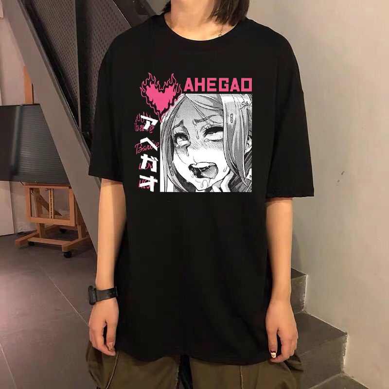 Camiseta Basica Camisa Ahegao Girl Hentai Waifuu Barbie Baby Love Fire Unissex