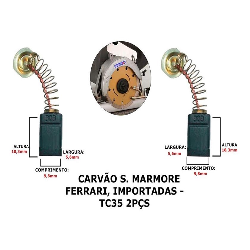 Escova Carvão Serra Mármore Ferrari, Importadas 13-a Tc35 2pcs em Oferta na Shopee