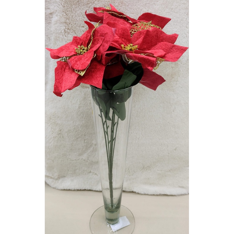 Flor Bico De Papagaio Camurça Com Glitter Vermelha Com 5 Flores Artificial  47cm Enfeite Natalino Decorativo Para Mesa De Natal Festas Eventos | Shopee  Brasil