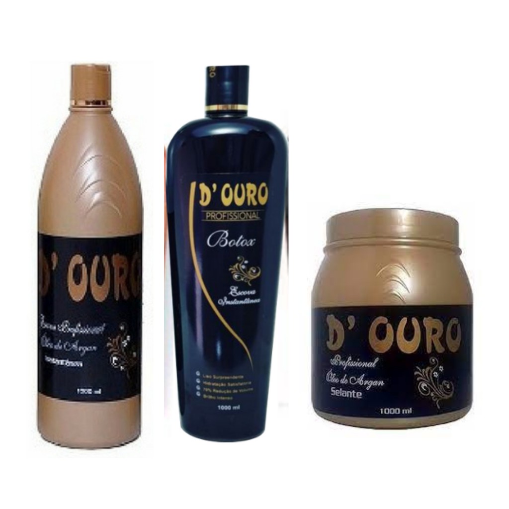 1 escova progressiva óleo de argan d ouro + 1 selante argan d ouro + 1 escova botox d ouro