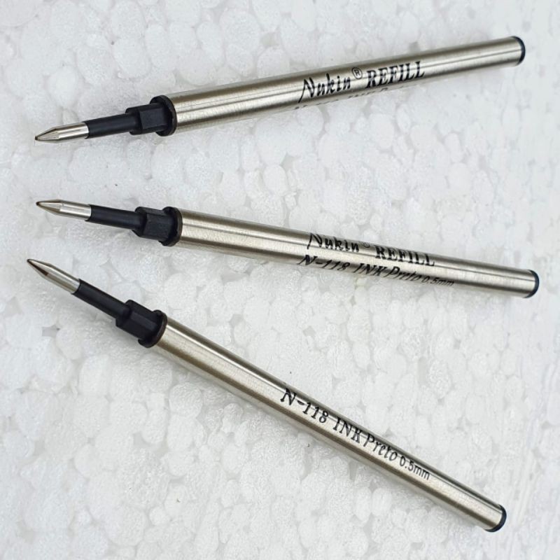 Kit 3 Refil De Carga Roller Ball N118 Universal Preta 0,5mm Nukin