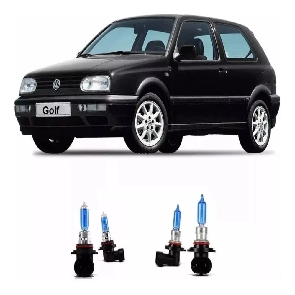 Kit Lâmpadas Super Branca Farol Alto Hb3  Baixo Hb4 Golf Mexicano 1995 1996 1997 1998