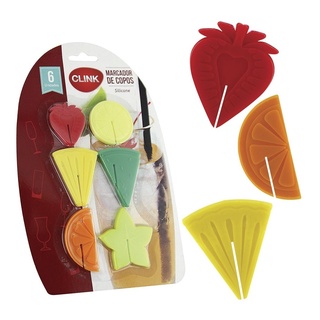 Marcador De Copos E Taças De Silicone Modelo Frutas C/ 6 Pçs em Oferta na Shopee