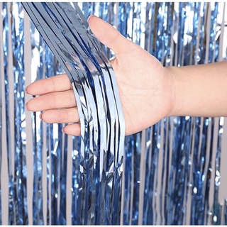 KIT 1~5 Cortina Metalizado para Festa 1mx2m painel decoração fita metalizada azul claro 30% OFF em Oferta na Shopee