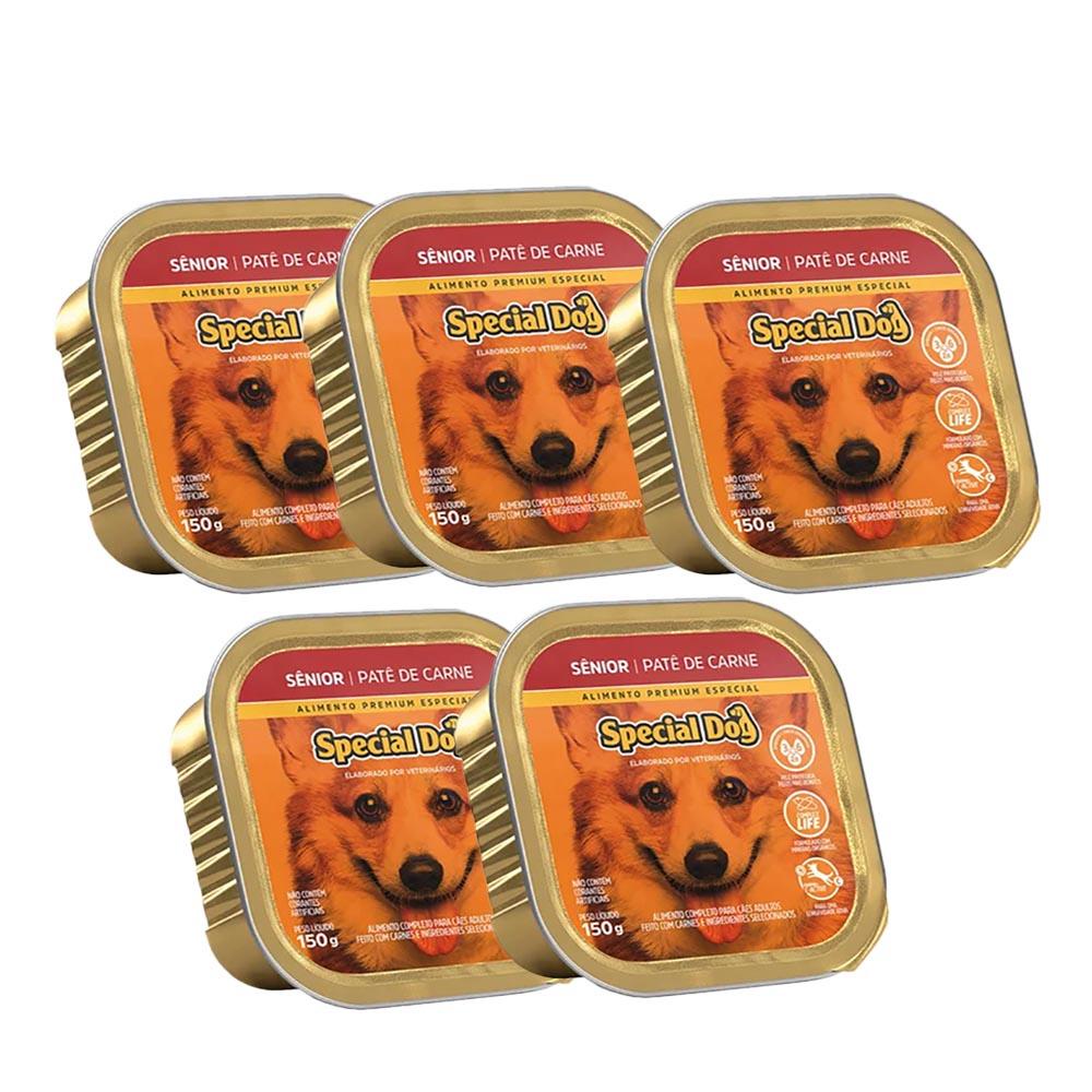 Kit 5 Ração Special Dog Patê Cães Sênior Carne 150g em Oferta na Shopee