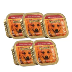 Kit 5 Ração Special Dog Patê Cães Sênior Carne 150g