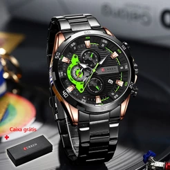 CURREN Relógio Dos Homens Marca De Luxo Original Multifuncional Cronógrafo Ponteiro Luminoso Grande Mostrador Do Aço Inoxidável Moda Casual Negócio Sports Quartz À Prova D'água Com Caixa CR02S
