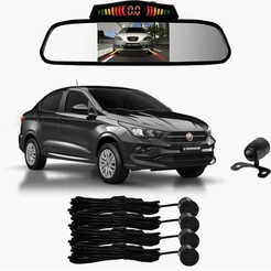 Sensor De Ré + Espelho Camera Ré Fiat Cronos Preto
