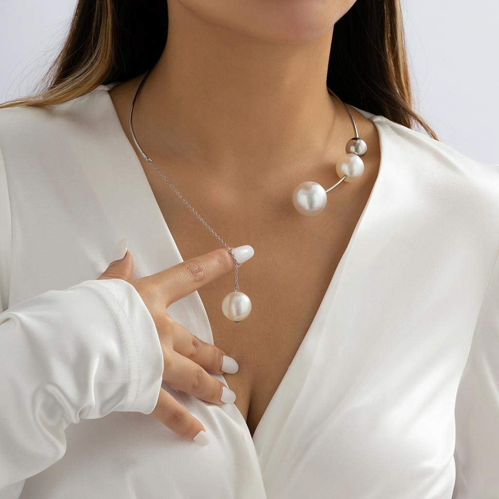 Elegante Correntes De Borlas Assimétricas Com Grande Colar De Gargantilha De Pérola Para Mulheres Encantos Da Tendência Casamento Senhoras No Pescoço Acessórios De Moda 2024 Jóias Presentes Femininos