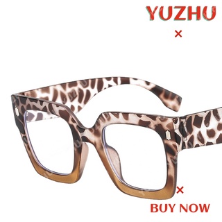 YUZHU Óculos Feminino Ocidental Quadrado Com Estampa De Leopardo/Retrô Anti Claro Azul