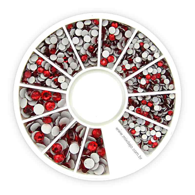 Disco de Pedrarias Strass - #013 Vermelho 1,8 a 4mm Art Nail Decoração das Unhas em Oferta na Shopee