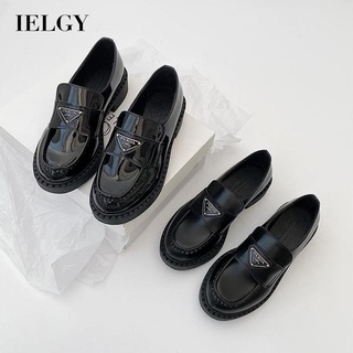 IELGY Sapatos Femininos Estilo Britânico Preto Simples Retrô
