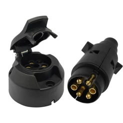 Tomada Reboque Carretinha Macho E Fêmea 6 Polos Universal para Carretinhas e Carros 12 e 24 Volts