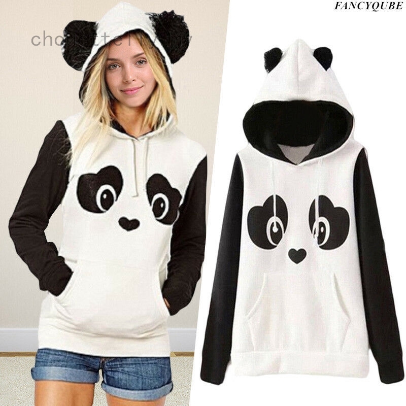 blusa panda com orelhas e capuz