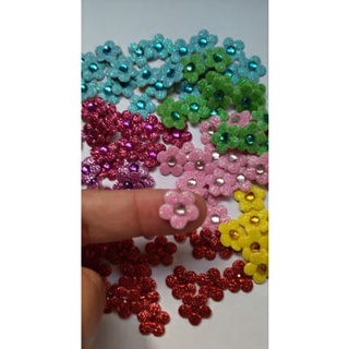 10 mini florzinhas brilhantes adesivas pet shop
