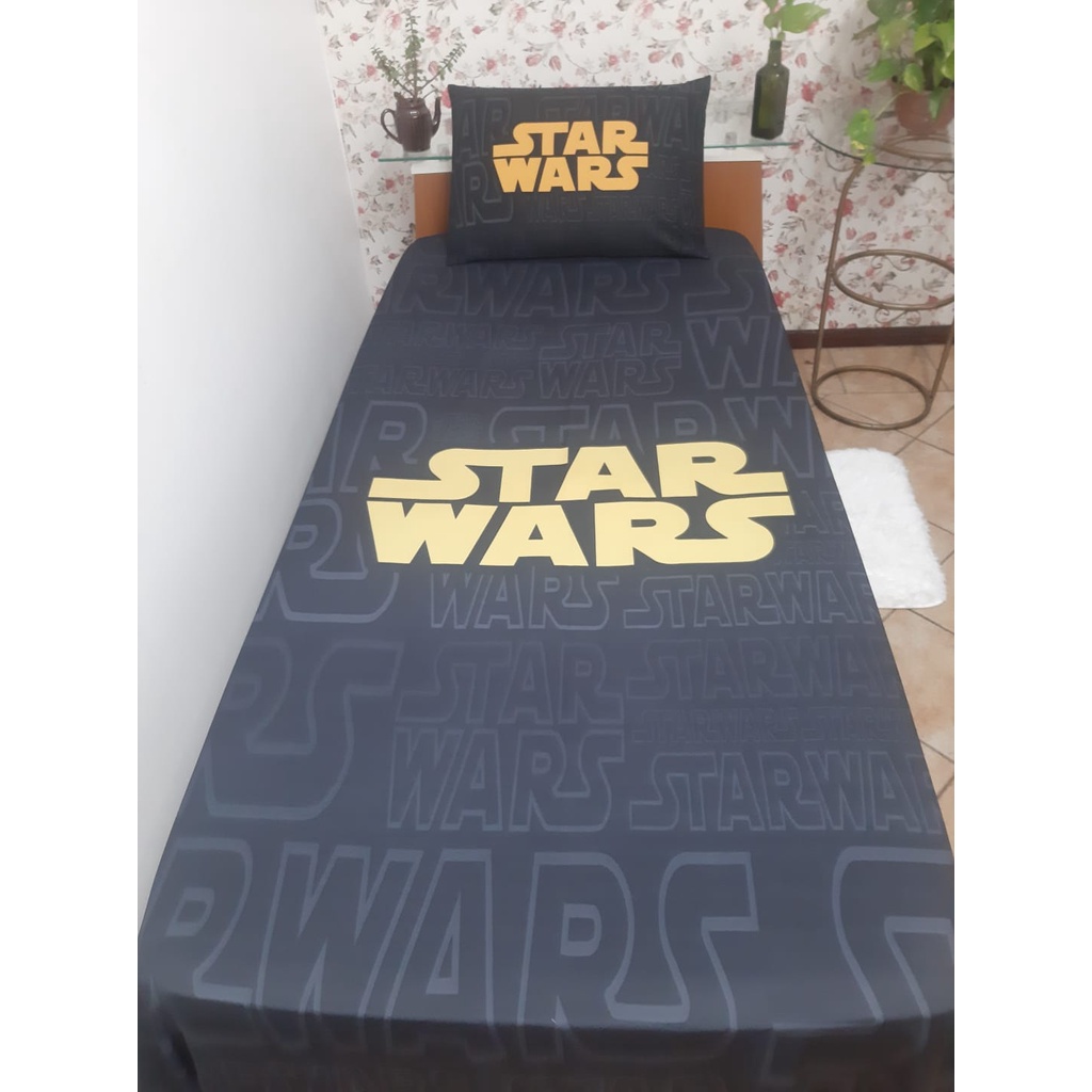 Lençol Star Wars Presente Para Fãs De Star Wars Lençol Preto Cama Solteiro