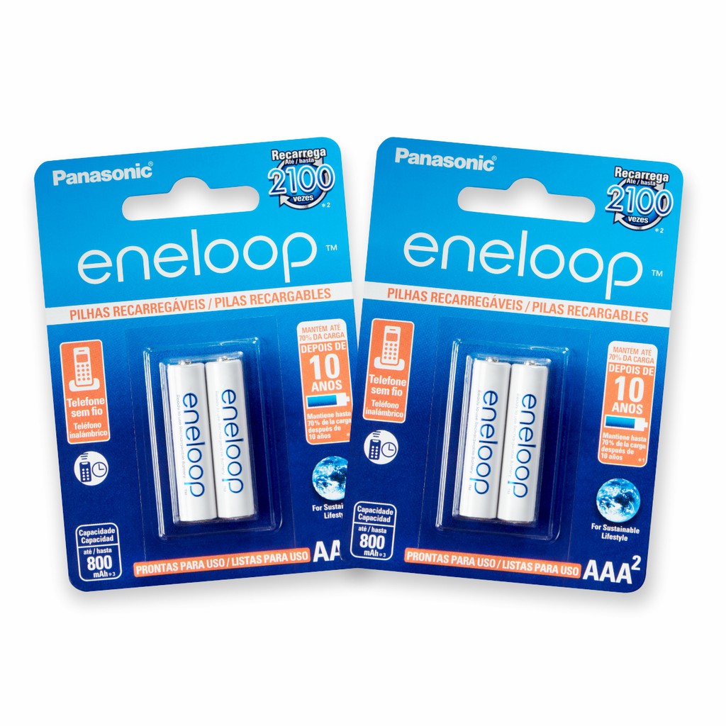 4 Pilhas Recarregáveis Panasonic Eneloop AAA