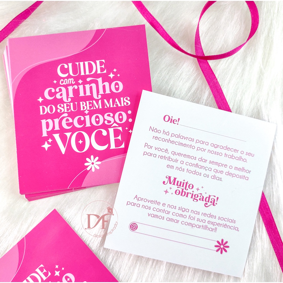 Postal de Agradecimento ao Cliente Pink - Cartão para Encomendas em Oferta na Shopee