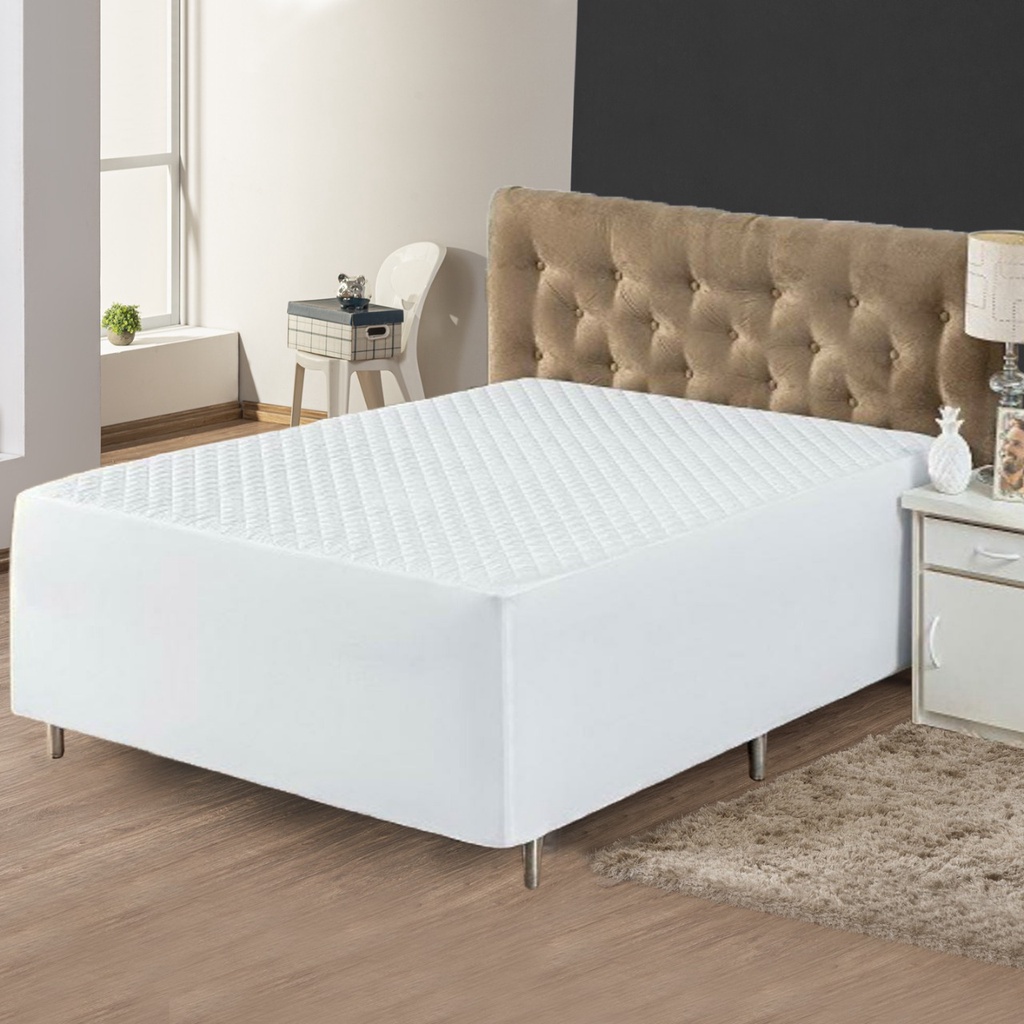 Protetor Impermeável Casal Box Conjugado Matelado Com Manta Acrílica Siliconada  Anti Suor Capa Premium