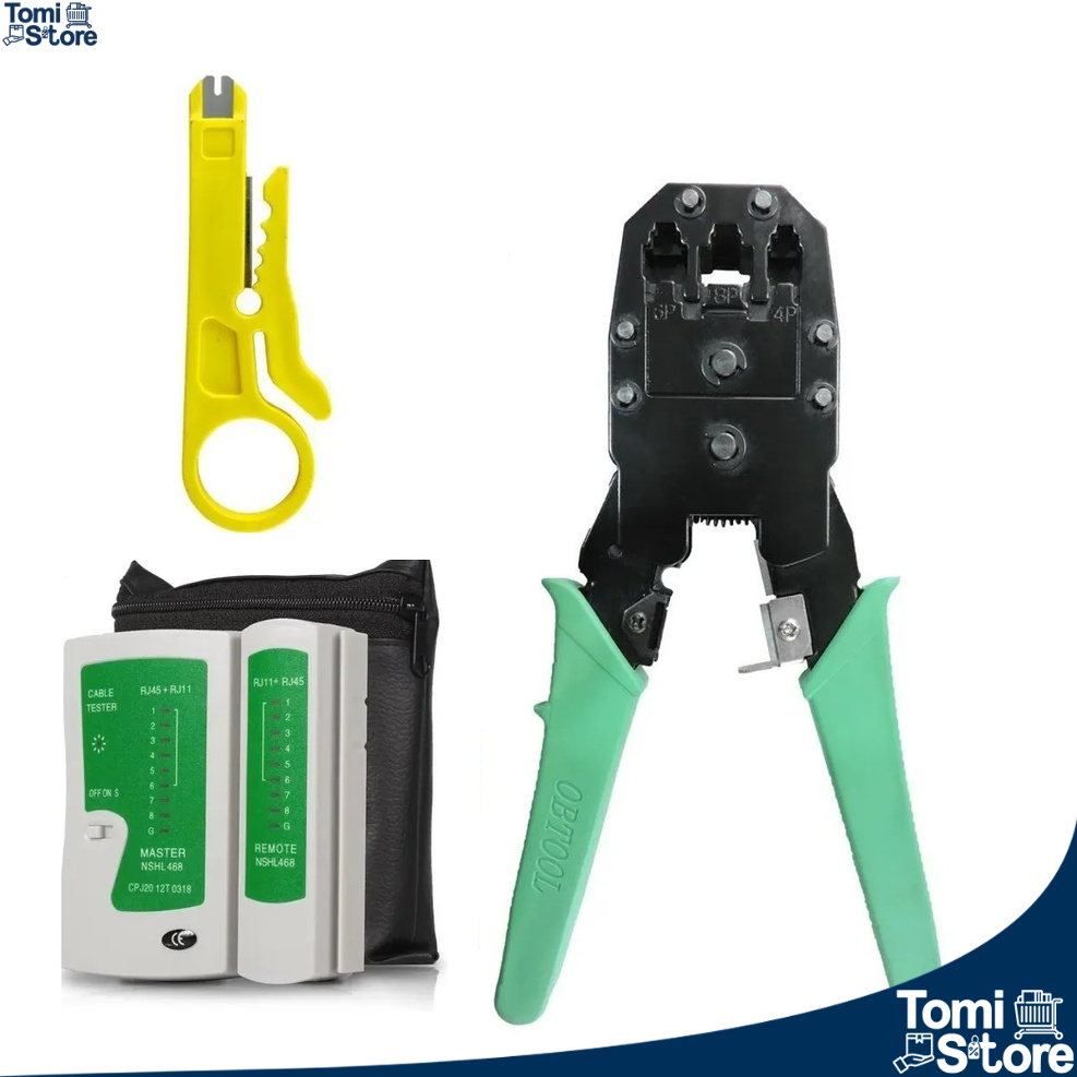 Testador Crimpagem Rede Lan Rj45 Rj11 + Alicate + Decapador Pronta ...