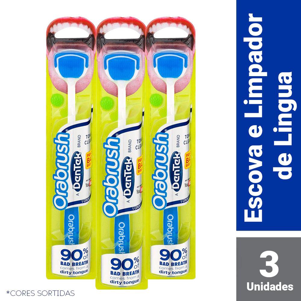 Kit Escova de Língua DenTek Orabrush com 3 unidades - Health