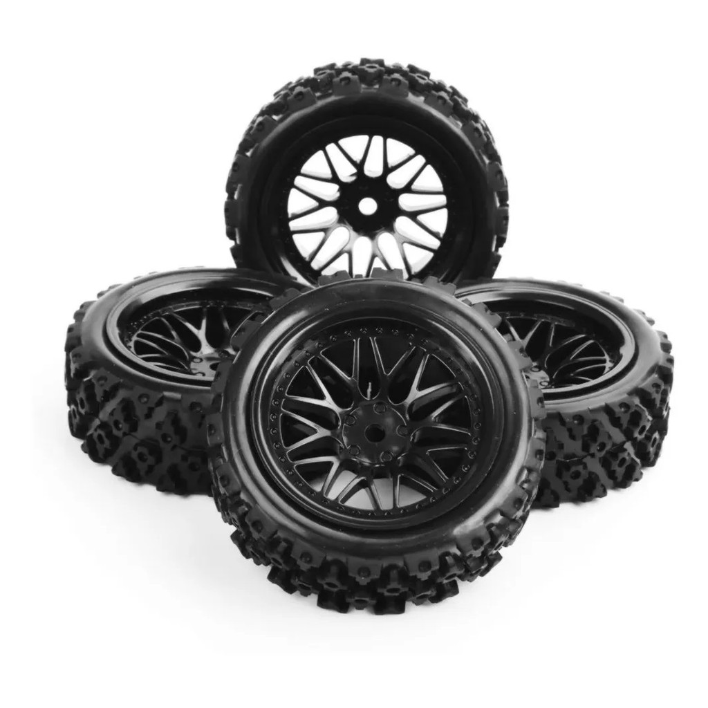 Pneu para Automodelo Aro Roda Rc 1/10 1/16 Off Road / Onroad roda carrinho de controle remoto roda caminhão 4pçs