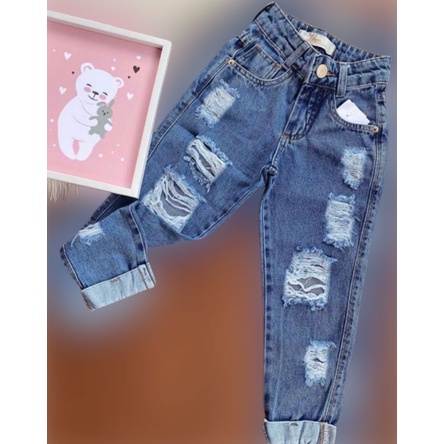 Calça jeans juvenil menina destroyed - 10 ao 16