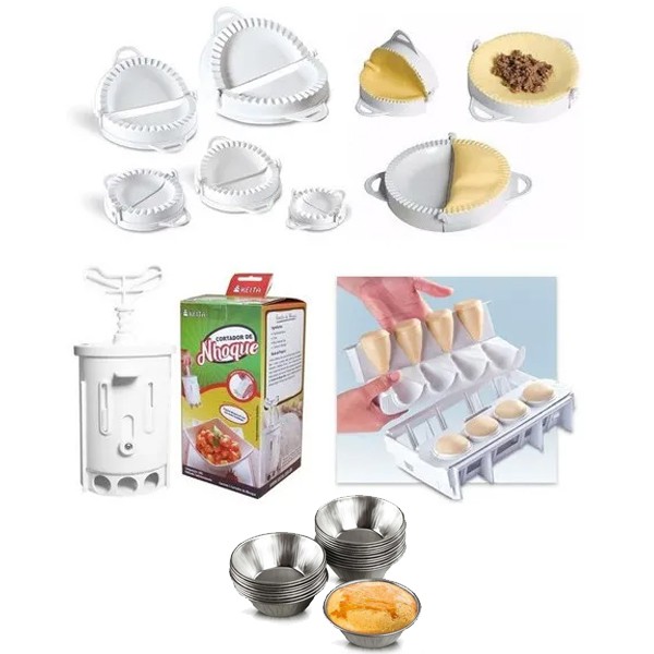 Kit 5 Formas Pastel Fabrica Coxinha Maquina Nhoque Empada Pao De Queijo No4