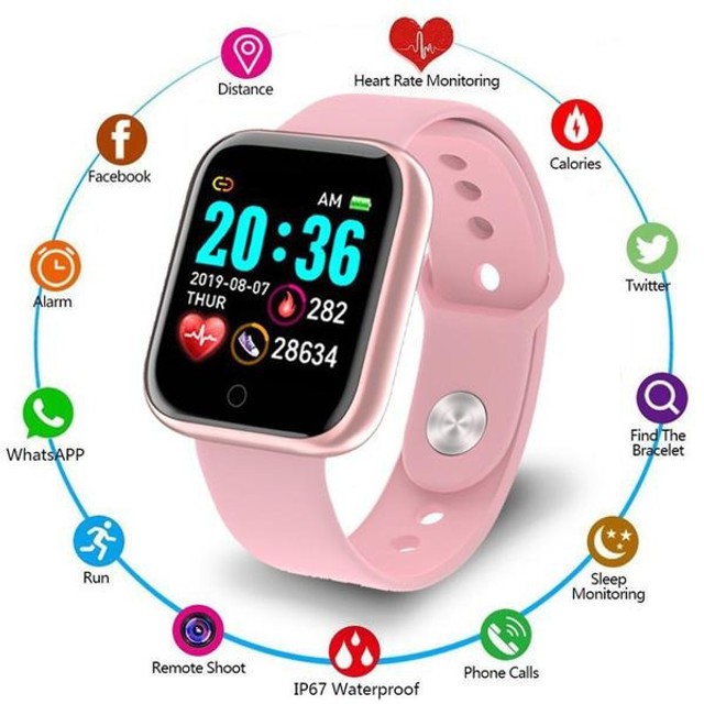 Smartwatch Relógio Inteligente D20 y68 Pro Android/ios ROSA