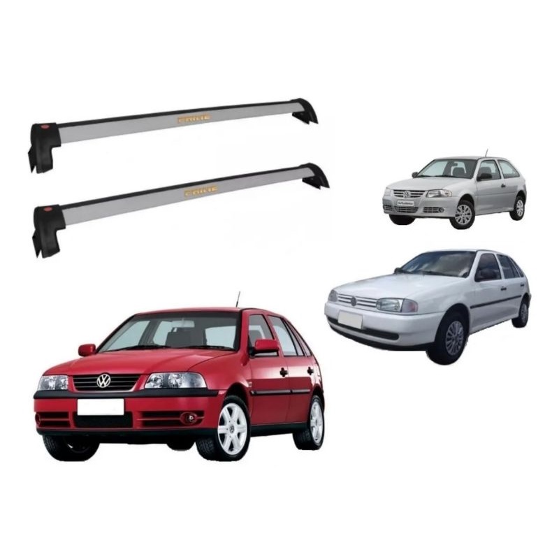 Rack de teto bagageiro esportivo gol G2 G3 G4 alumínio 2 ou 4 portas 1999 até 2014  PRETO ou PRATA