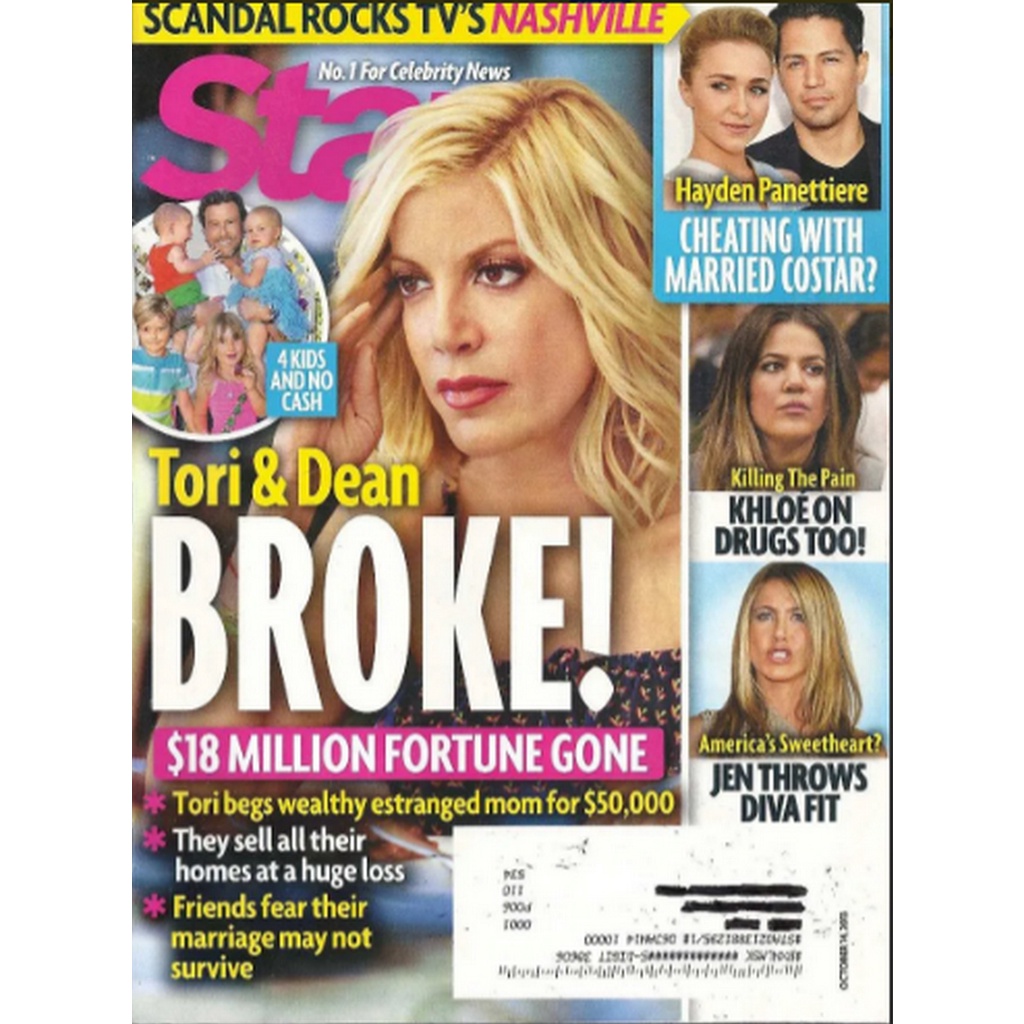 REVISTA STAR, DE 2013, COM TORI SPELLING E DEAN MCDERMOTT NA CAPA.