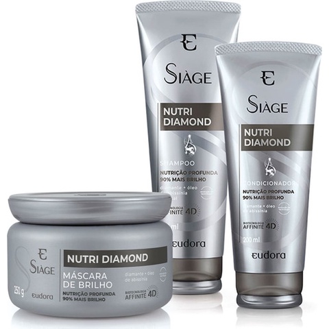 Kit Eudora Siàge Nutri Diamond Shampoo + Cond. + Máscara