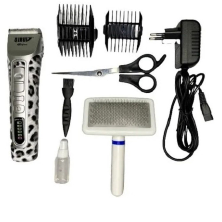 Maquininha Tosa Pet Hair Set Clipper Qirui Profissional 7in1