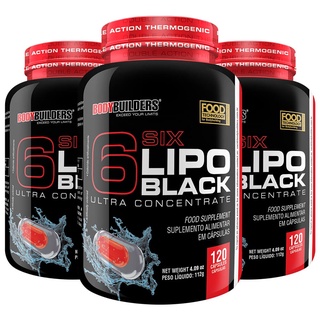 Kit 3x 6 Six Lipo Black 120 Cápsulas Para Auxiliar na Produção de Energia e no Emagrecimento - Bodybuilders