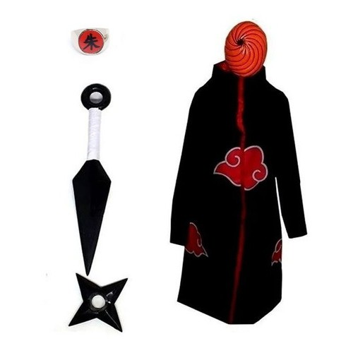 Cosplay Naruto Manto Akatsuki S/c Kunai Mascaratobi Anel A61