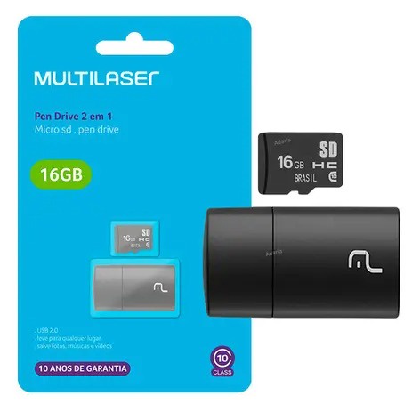 Cartão De Memória Micro Sd + Pen Drive 16gb Classe 10