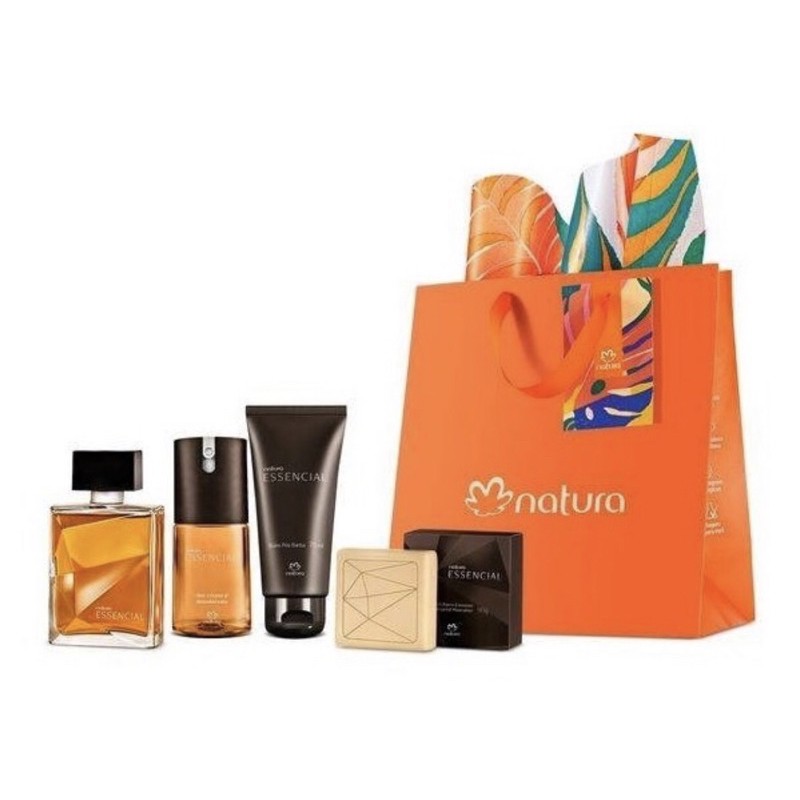 Kit Natura Essencial Tradicional Masculino Deo Parfum 100ml + Deo Corporal + Balm Após Barba + Sabonete