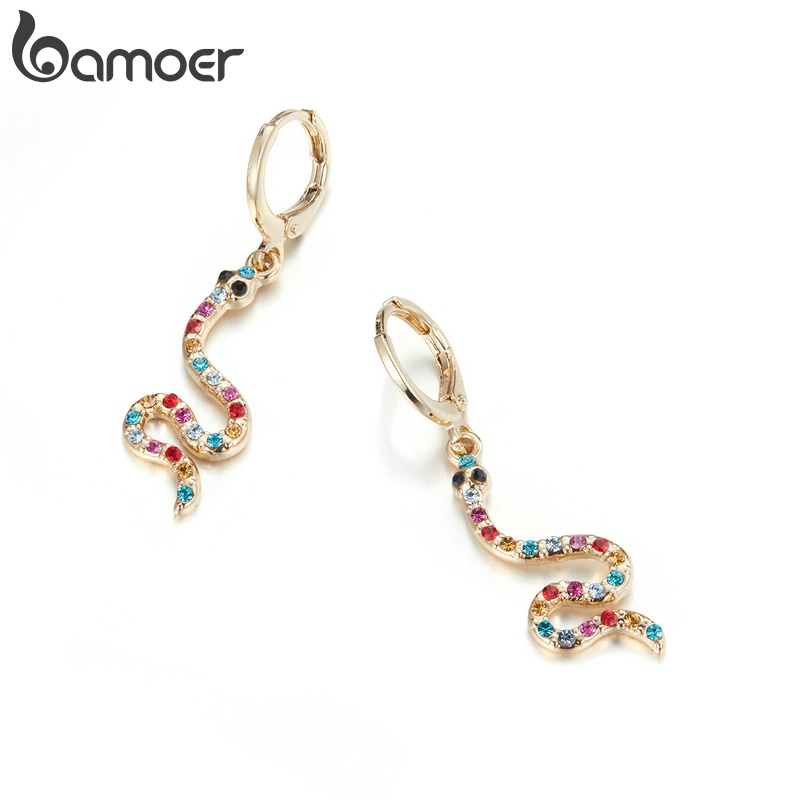 Bamoer AIE076 Brincos De Argola De Cobra Com Strass Hipoalergênico De Liga Retrô/Bijuteria Fashion Para Meninas E Mulheres em Oferta na Shopee