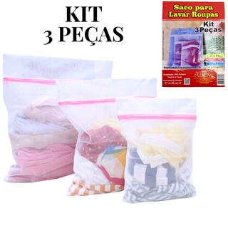 Kit 3 sacos para lavar roupa lingerie roupas delicadas não desfia