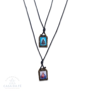 Escapulário Cordão Medalha Imagem Resinada Sagrado Coração De Jesus / Nossa Senhora Aparecida / Nossa Senhora Do Carmo / São Bento