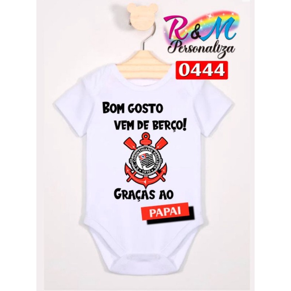 Body bory bebê personalizado mesversário time Corinthians bom gosto vem de  berço | Shopee Brasil