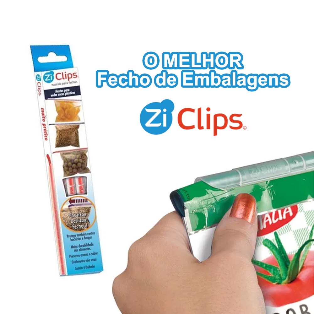 Prendedor Embalagem Fecho Ziclips Veda Alimentos 4pçs em Oferta na Shopee