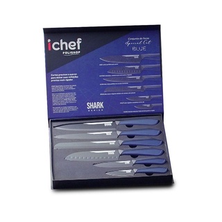Conjunto de Facas Special Cut Blue Ichef SHARK SERIES