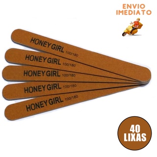 40 Lixas Reta Fina Honey Girl Marrom Para Unha Gel 100/180 em Oferta na Shopee